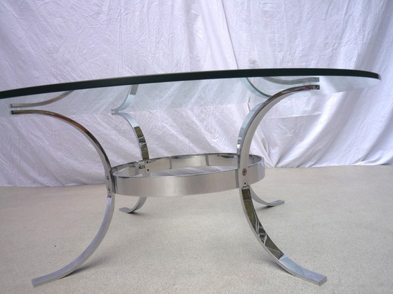 Image 1 of Table basse vintage en verre et chrome
