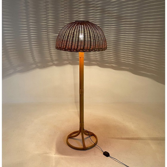 Image 1 of Vintage rattan floor lamp, Czechoslovakia 1980s