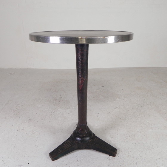 Image 1 of Bistro Table With Cast Iron Leg Bousseau Paris, 1930s