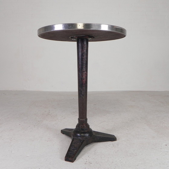 Image 1 of Bistro Table With Cast Iron Leg Bousseau Paris, 1930s