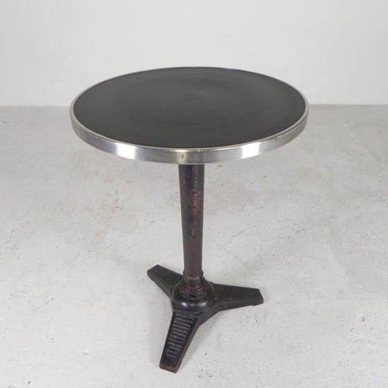 Image 1 of Bistro Table With Cast Iron Leg Bousseau Paris, 1930s