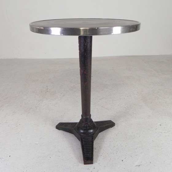 Image 1 of Bistro Table With Cast Iron Leg Bousseau Paris, 1930s