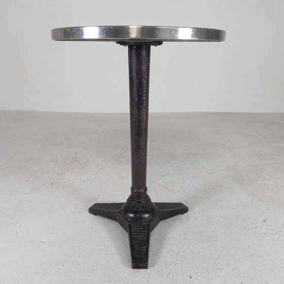 Image 1 of Bistro Table With Cast Iron Leg Bousseau Paris, 1930s