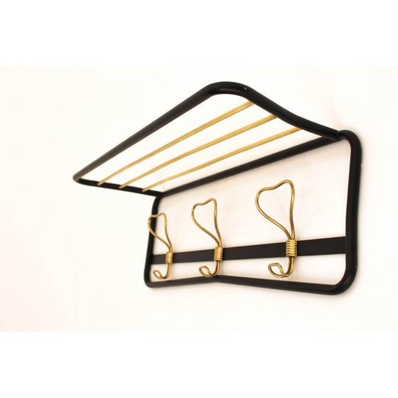 Image 1 of Appendiabiti vintage in ottone e metallo laccato nero, Italia 1970
