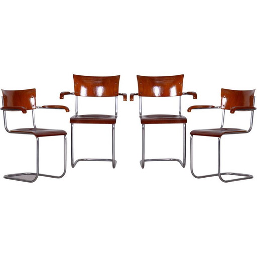 Vintage Bauhaus armchair in beech and chrome steel by Mart, Germany 1930