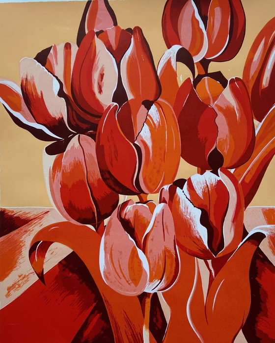 Image 1 of Silkscreen Derox - Orange Tulips