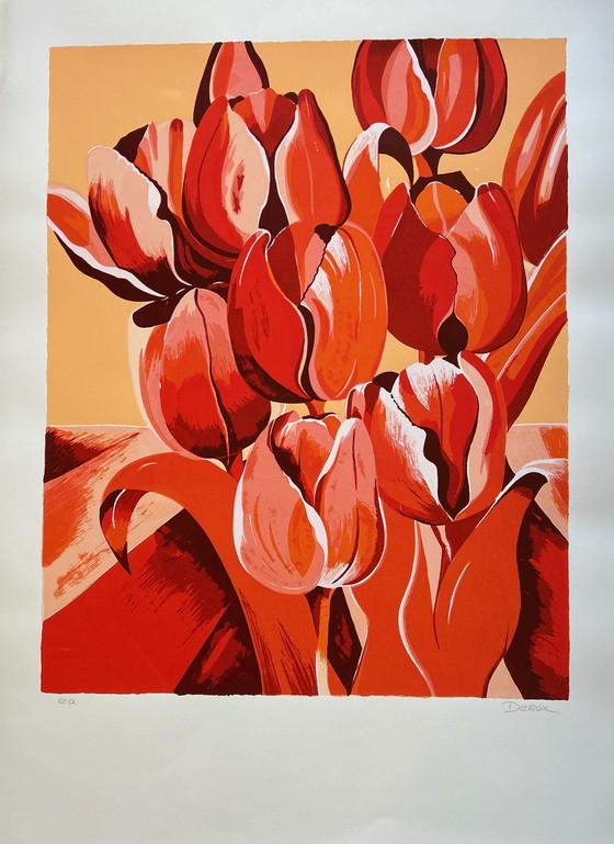 Image 1 of Silkscreen Derox - Orange Tulips