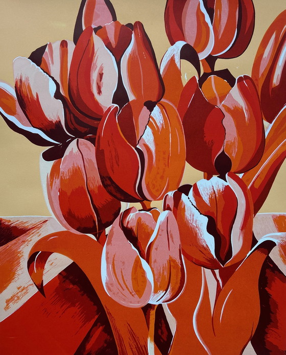 Image 1 of Silkscreen Derox - Orange Tulips