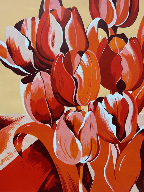 Image 1 of Silkscreen Derox - Orange Tulips