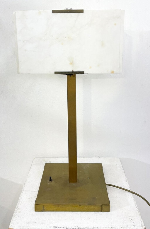 Mid-Century Modern Table Lamp Marble And Brass