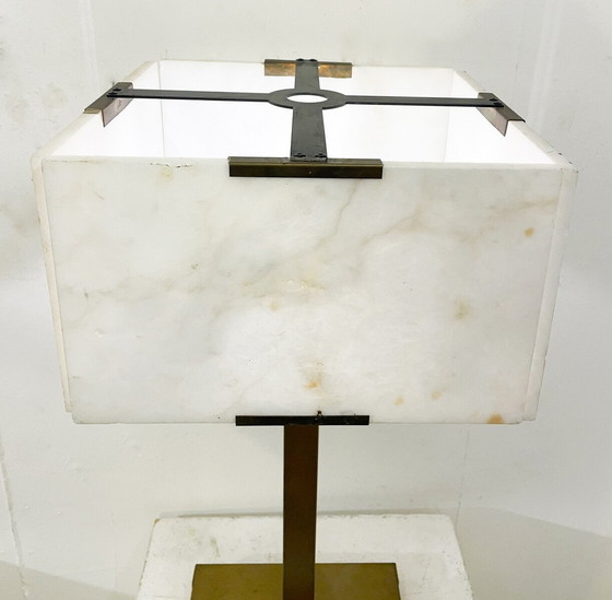 Image 1 of Mid-Century Modern Table Lamp Marble And Brass