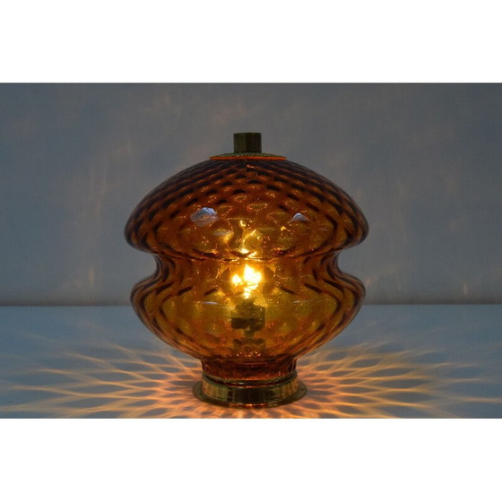 Image 1 of Lampada vintage in vetro e ottone, Cecoslovacchia 1960
