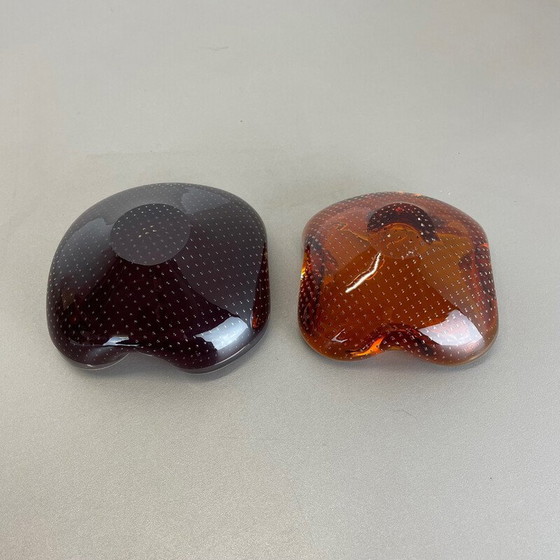 Image 1 of Pair of vintage Murano glass ashtrays for Venini Glass, Italy 1970s