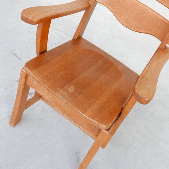Image 1 of Sillón holandés de mediados de siglo de madera maciza de roble, década de 1960
