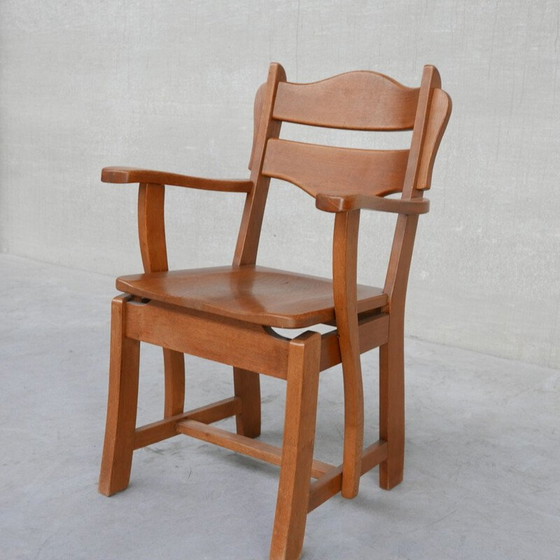 Image 1 of Sillón holandés de mediados de siglo de madera maciza de roble, década de 1960