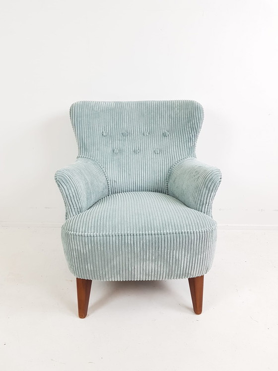 Image 1 of Artifort light blue armchair Theo Ruth rib fabric blue