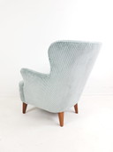 Artifort fauteuil bleu clair Theo Ruth tissu côtelé bleu