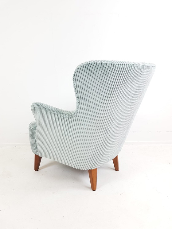 Image 1 of Artifort light blue armchair Theo Ruth rib fabric blue