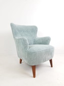 Artifort fauteuil bleu clair Theo Ruth tissu côtelé bleu