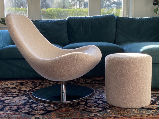 Carl Öjerstam Swivel Armchair With Footstool