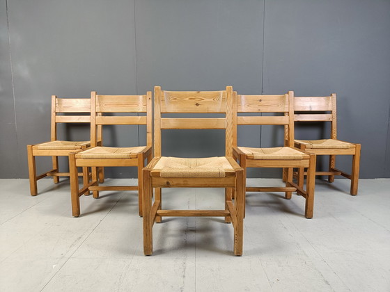 Image 1 of Sedie da pranzo vintage in legno di pino scandinavo, anni '60 di Gm Mobler