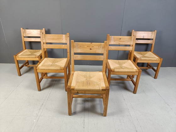 Image 1 of Sedie da pranzo vintage in legno di pino scandinavo, anni '60 di Gm Mobler