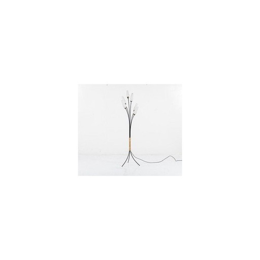 Vintage glass and metal floor lamp, France 1950