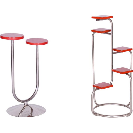 Image 1 of Vintage flower stand in chrome and lacquered wood, Czechoslovakia 1939