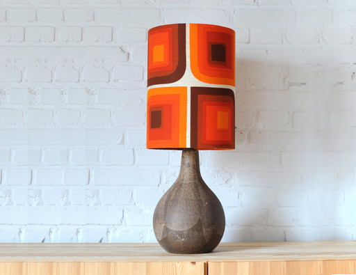 Vintage ceramic lamp base with new handmade lampshade of original vintage fabric