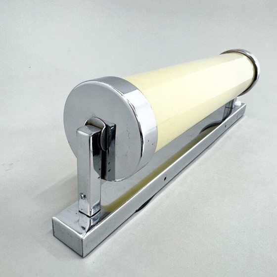 Image 1 of Lampada da parete vintage Bauhaus in cromo e vetro lattiginoso, 1930