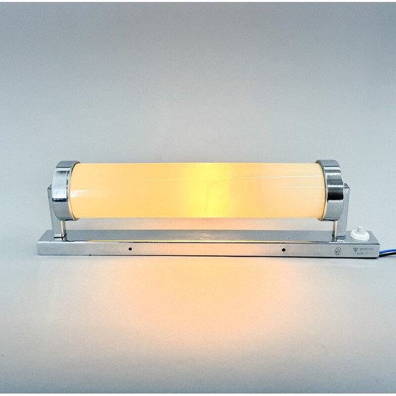 Image 1 of Lampada da parete vintage Bauhaus in cromo e vetro lattiginoso, 1930