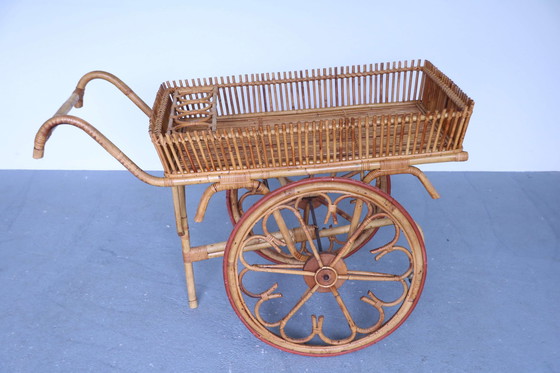 Image 1 of Bamboo bar trolley, 60s