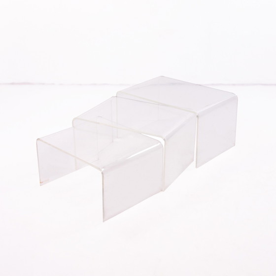 Image 1 of Set plexiglass side table or plant table matches many living styles,1970s.