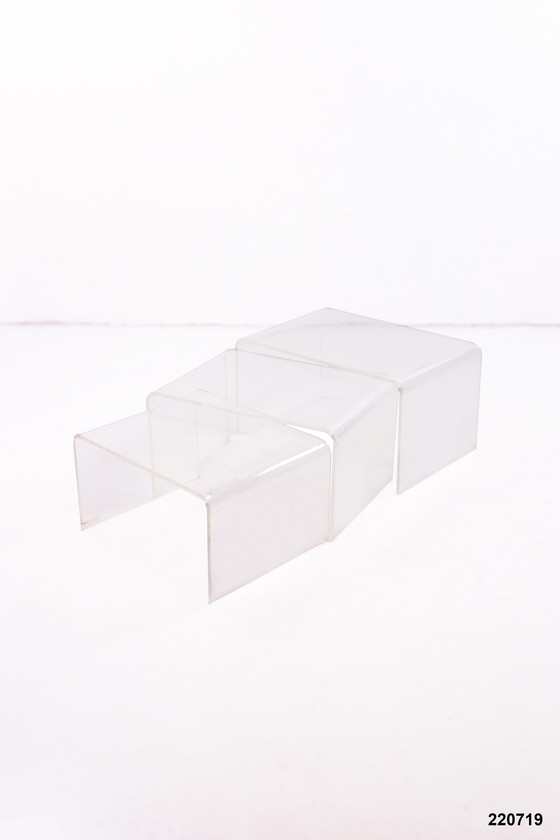 Image 1 of Set plexiglass side table or plant table matches many living styles,1970s.