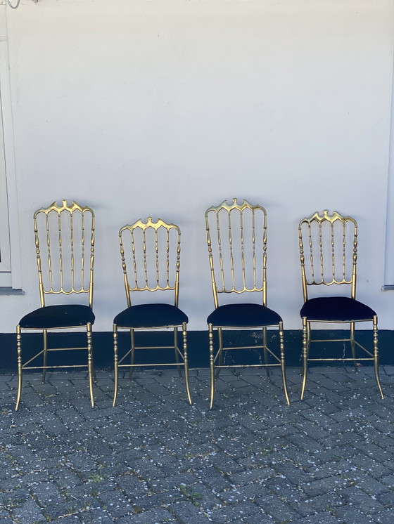 Image 1 of 4x Chiavari Brass Chairs by Giuseppe Gaetano Descalzi, set