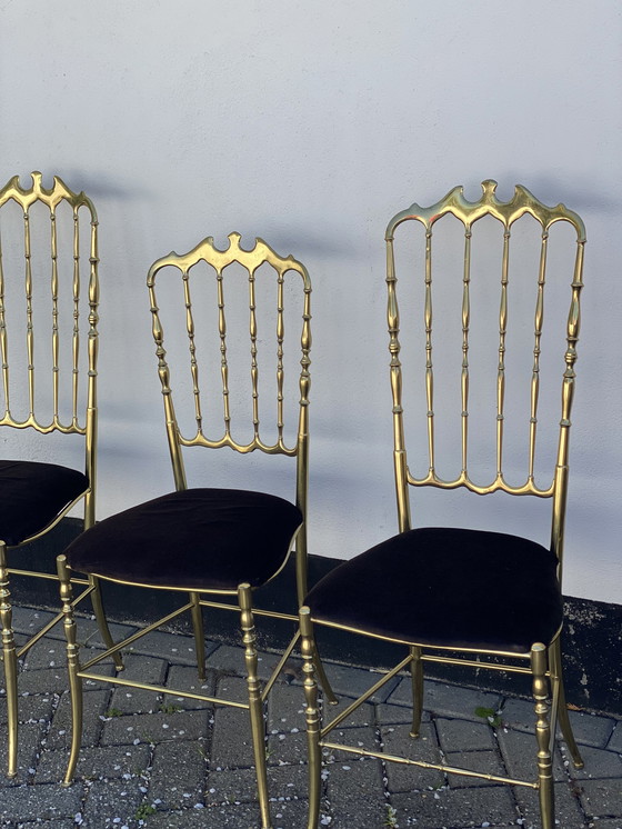 Image 1 of 4x Chiavari Brass Chairs by Giuseppe Gaetano Descalzi, set