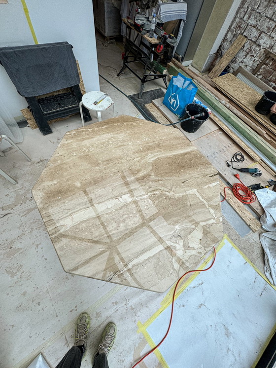 Image 1 of Mid-Century Travertine Dining Table