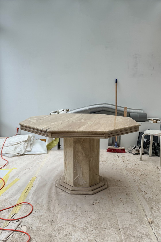 Image 1 of Mid-Century Travertine Dining Table