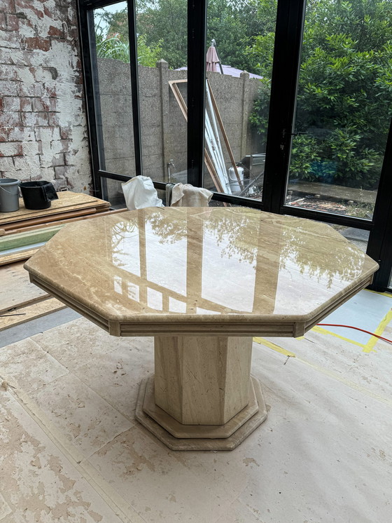 Image 1 of Mid-Century Travertine Dining Table