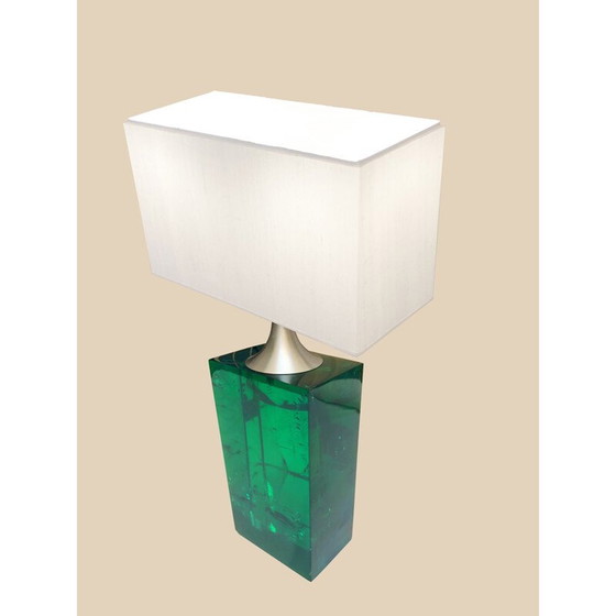 Image 1 of Vintage lamp in green fractal resin