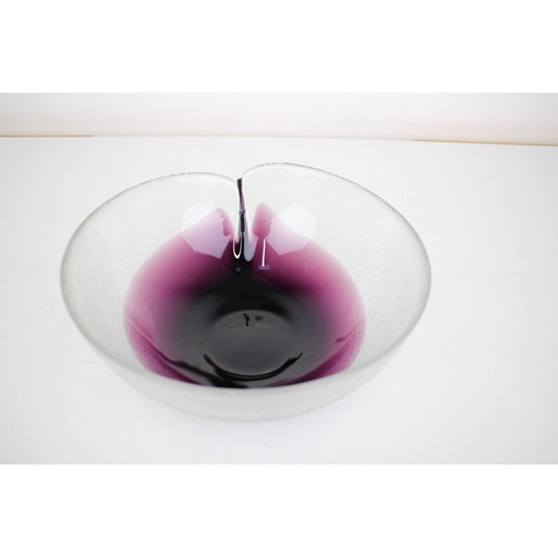 Vintage art glass bowl by Jiri Suhajek for Crystalex, 1970