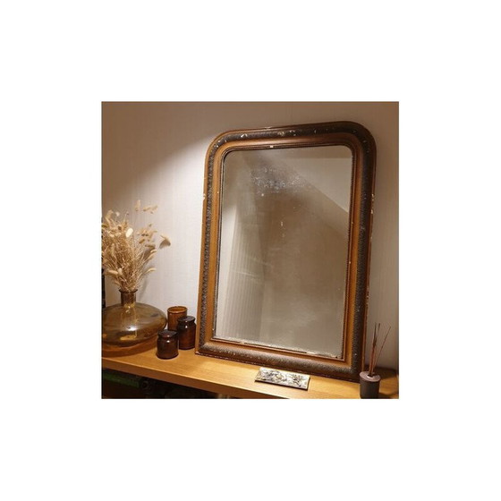 Image 1 of Vintage wood mirror with stucco covering