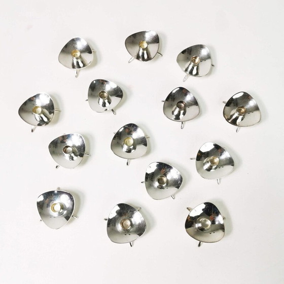 Image 1 of Set of 14 vintage metal candlesticks by Atla, Denmark 1960s
