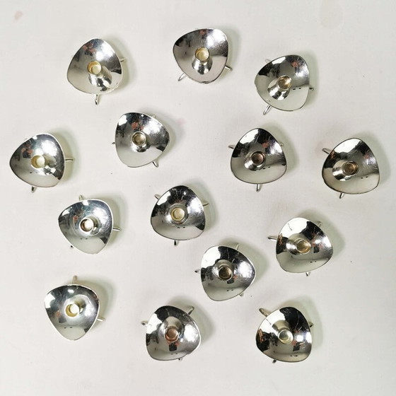 Image 1 of Set of 14 vintage metal candlesticks by Atla, Denmark 1960s