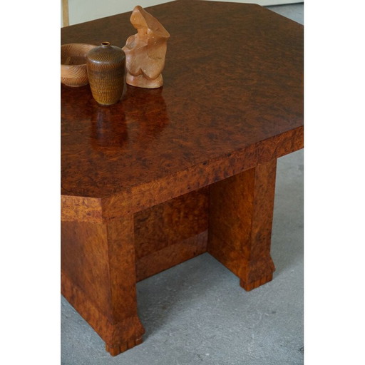 Art Deco vintage burl wood dining table, 1930s