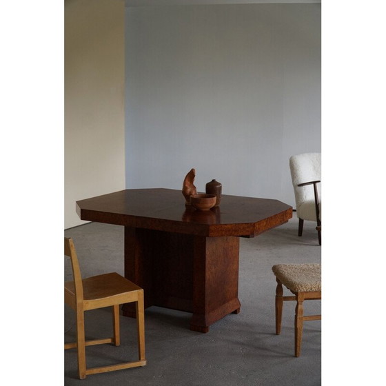 Image 1 of Tavolo da pranzo in legno di radica vintage Art Déco, anni '30