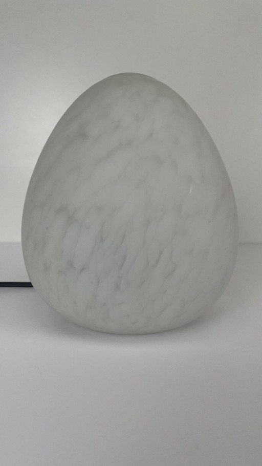 Vintage W.L.P. Egg Table Lamp Marbled Glass White