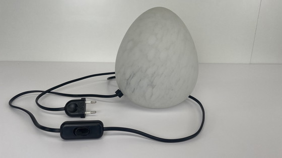 Image 1 of Vintage W.L.P. Egg Table Lamp Marbled Glass White