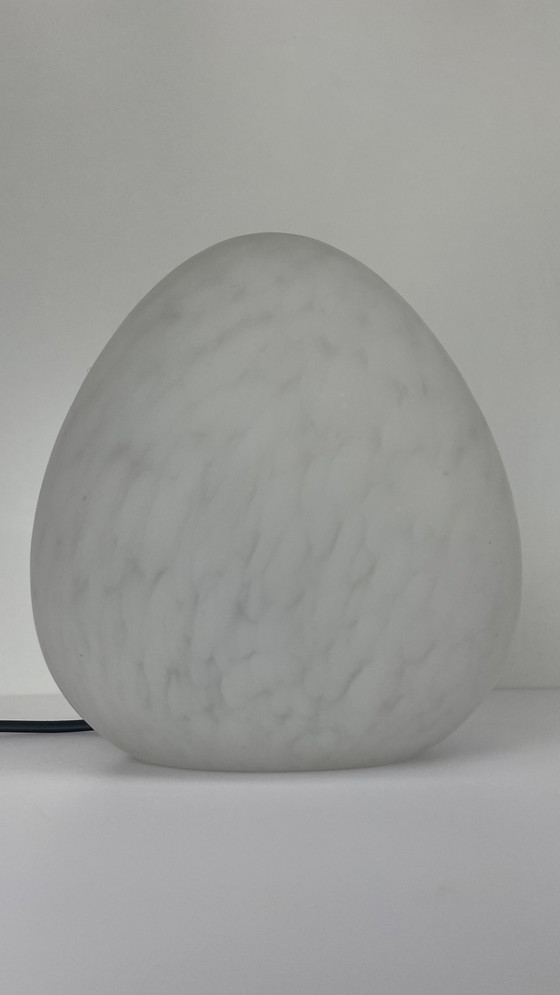 Image 1 of Vintage W.L.P. Egg Table Lamp Marbled Glass White