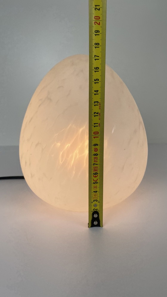 Image 1 of Vintage W.L.P. Egg Table Lamp Marbled Glass White